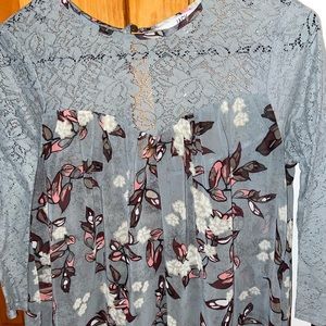 JACK by BB Dakota sheer and lace flower blouse